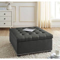 Ash Black Tufted Square Storage Ottoman D132