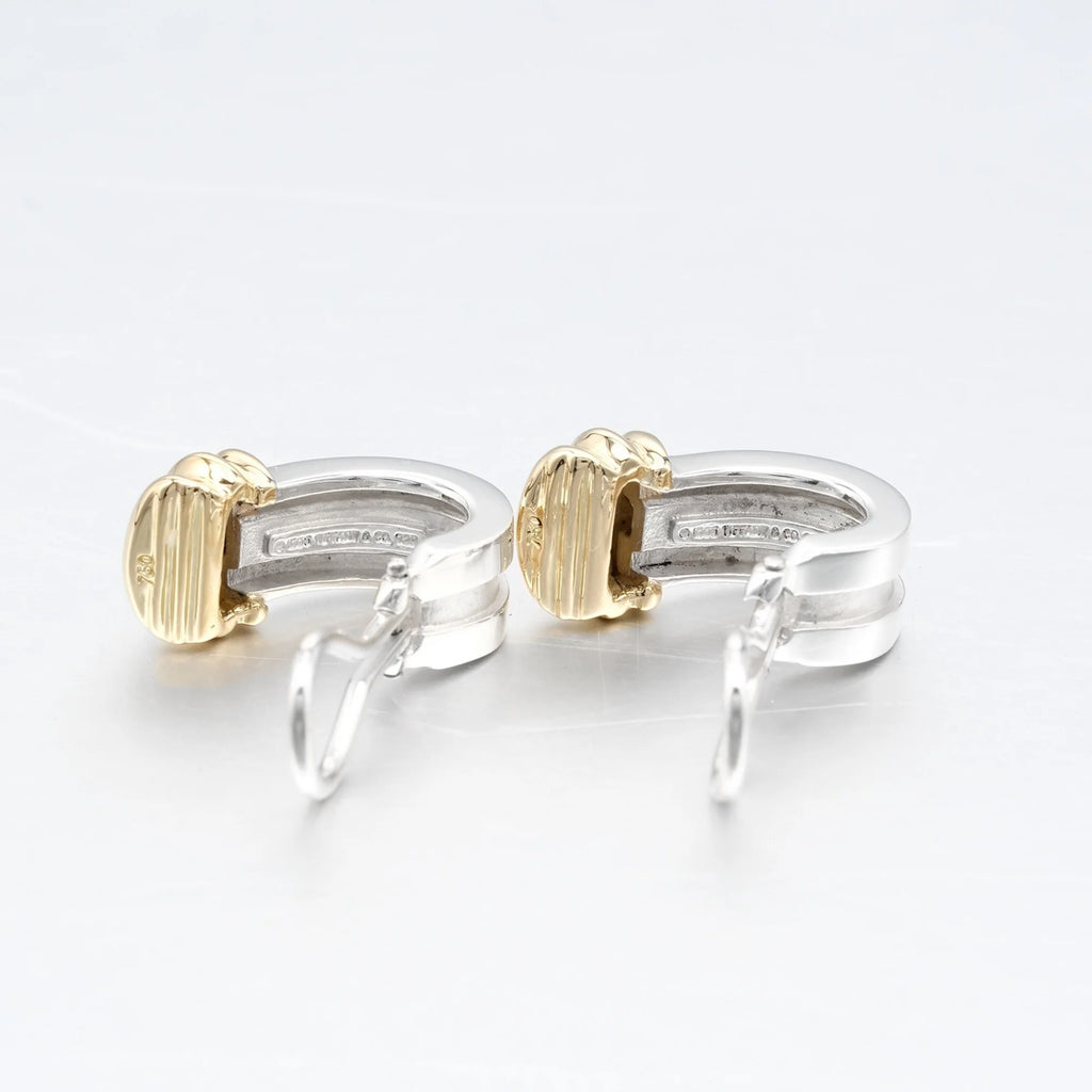 Grooved Earrings Silver 925 Yellow Gold F121
