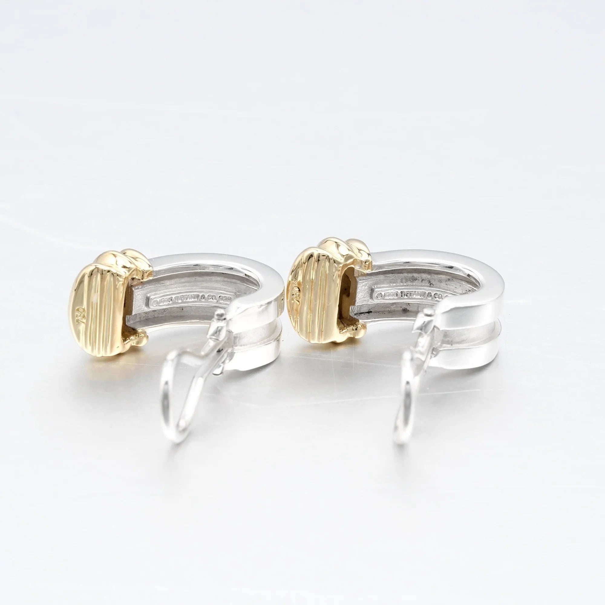 Grooved Earrings Silver 925 Yellow Gold F121