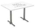 Pedestal Table with Whiteboard Top Silver T-Leg Base H847
