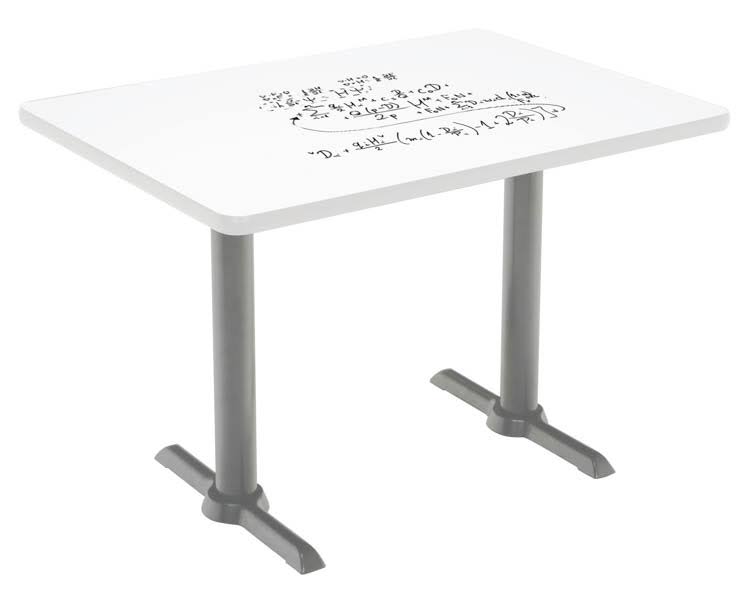 Pedestal Table with Whiteboard Top Silver T-Leg Base H847