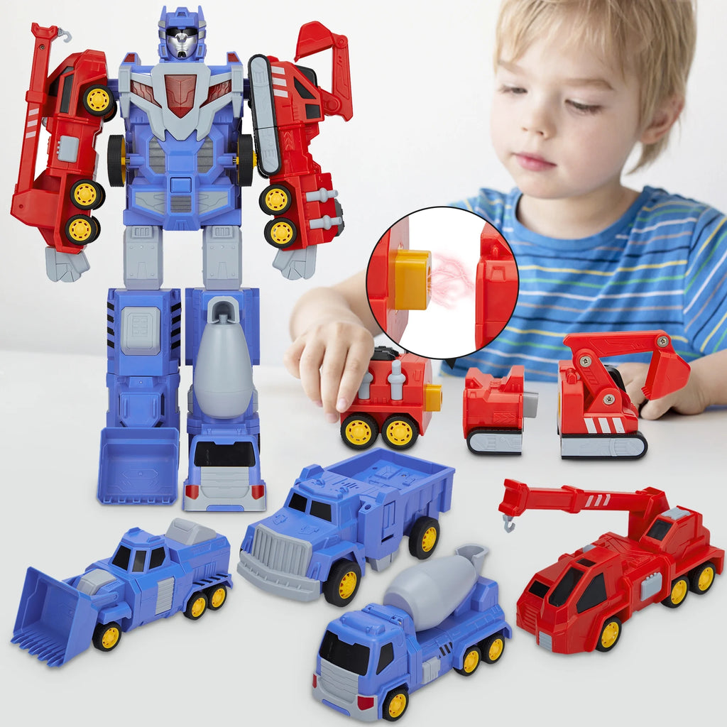 5-in-1 Construction Vehicles Transform Robot Kids Toys O623
