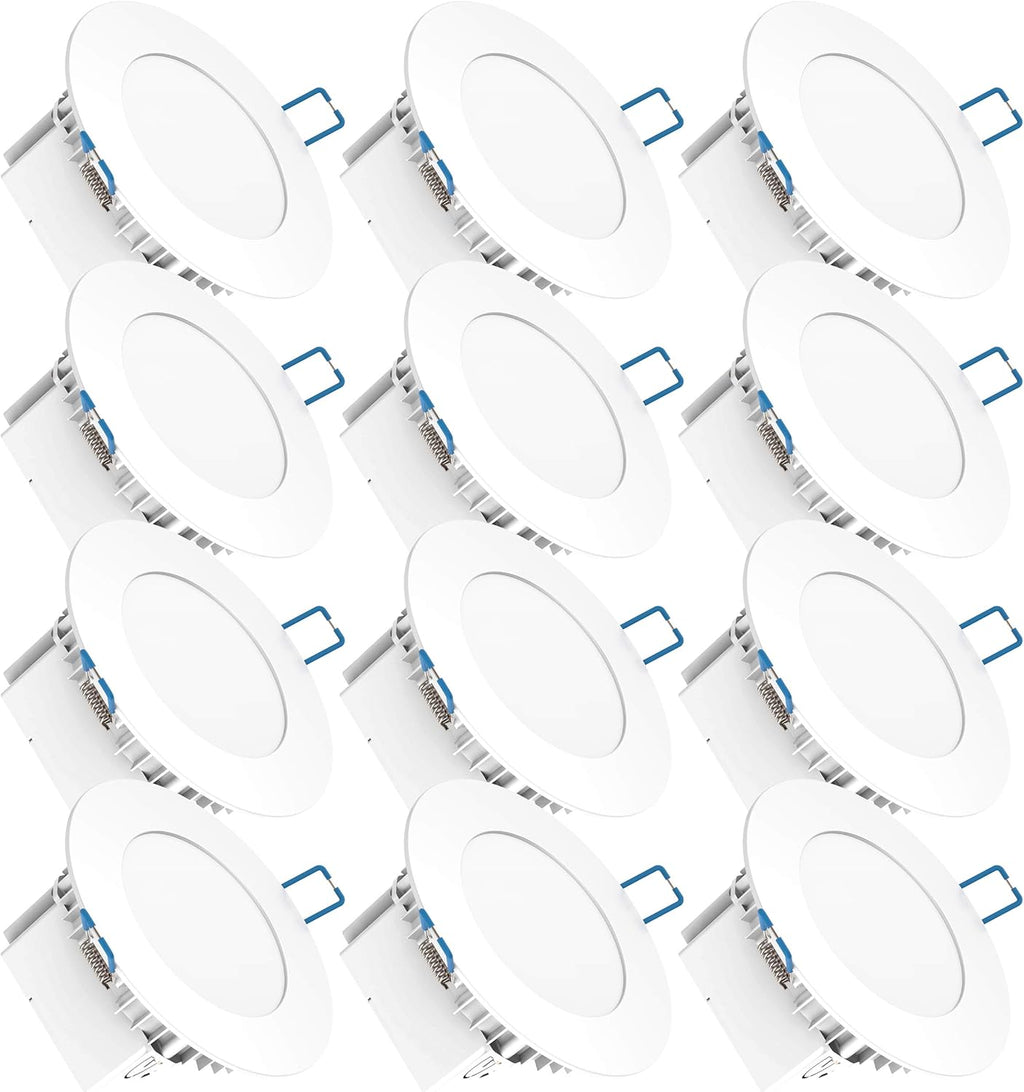 12 Pack 4 Inch Ultra Thin LED Recessed Ceiling Lights, 2700K Soft White, 10W, 650 LM, Dimmable U599959