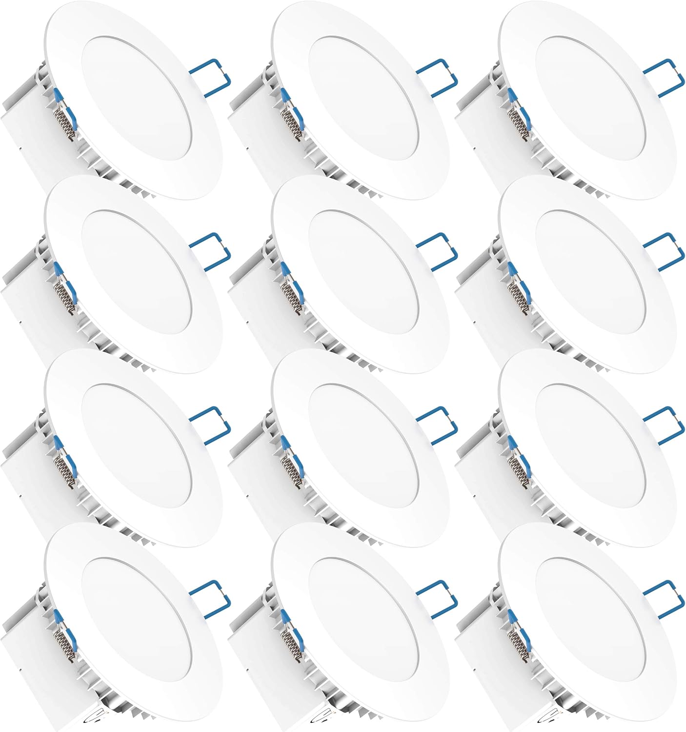 12 Pack 4 Inch Ultra Thin LED Recessed Ceiling Lights, 2700K Soft White, 10W, 650 LM, Dimmable U599959