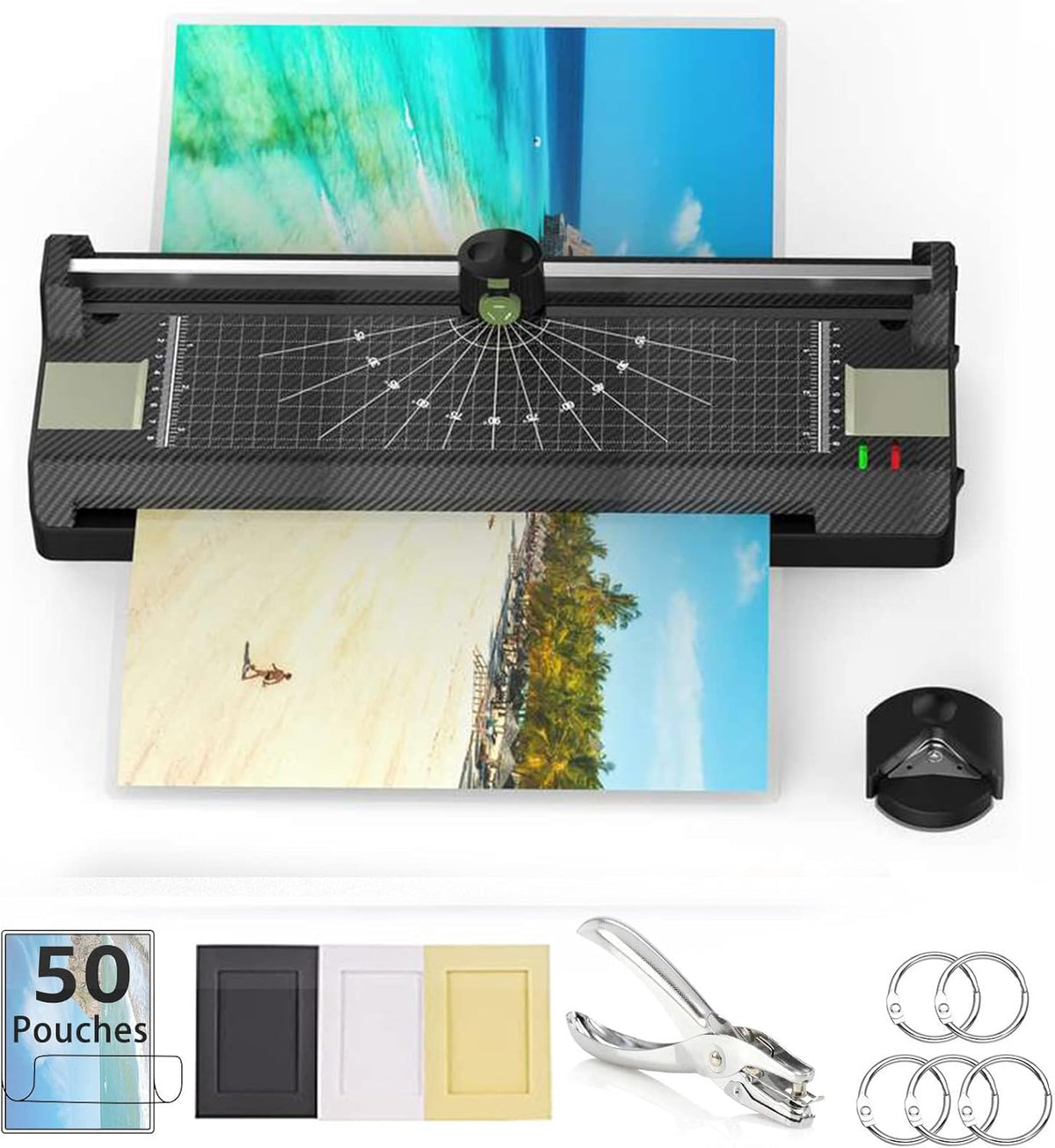 13 Inch 7 in 1 Thermal Laminating Machine with 50 Pouches and Corner Rounder J1013