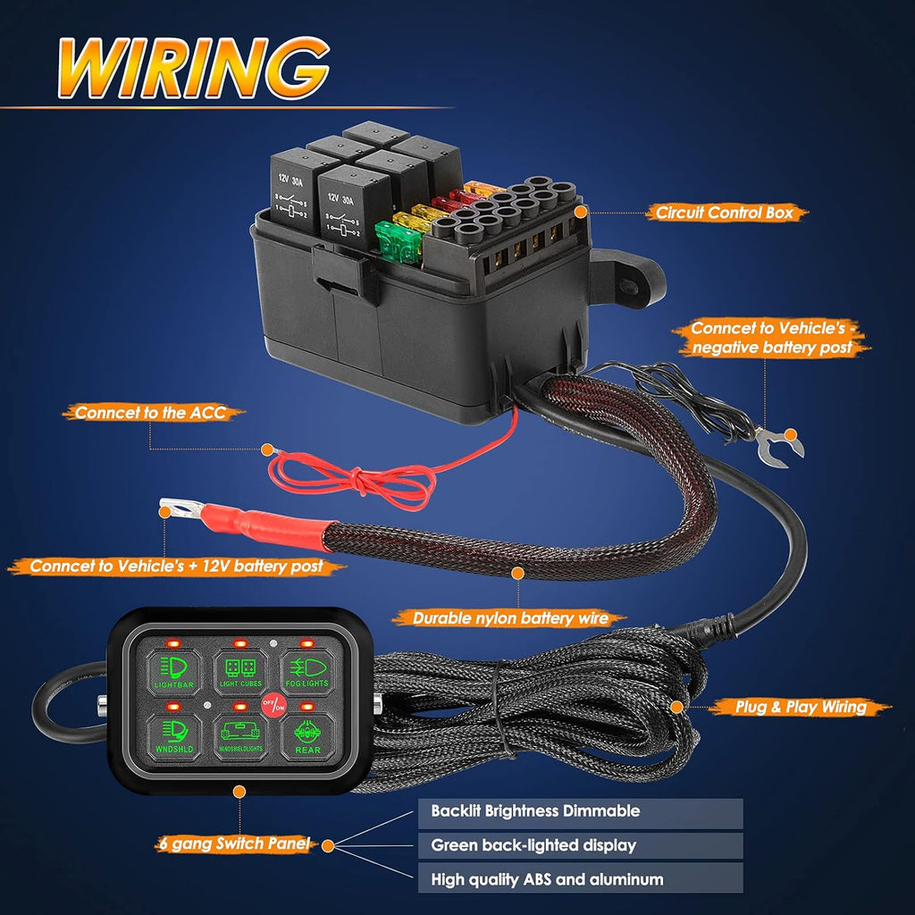 8 Gang Switch Panel with Label Stickers and Harness L13409
