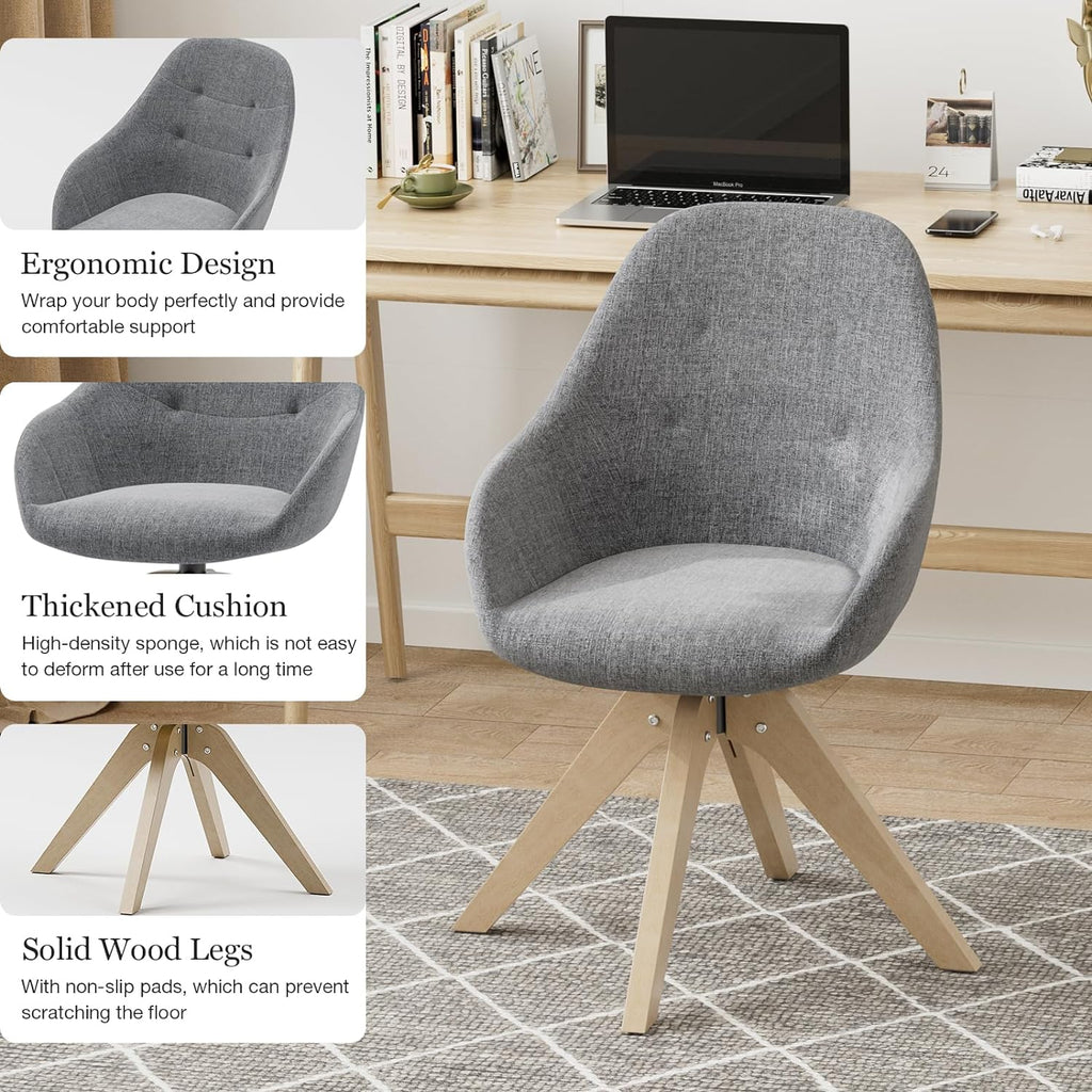 Grey Swivel Accent Chair with Solid Wood Legs B76729