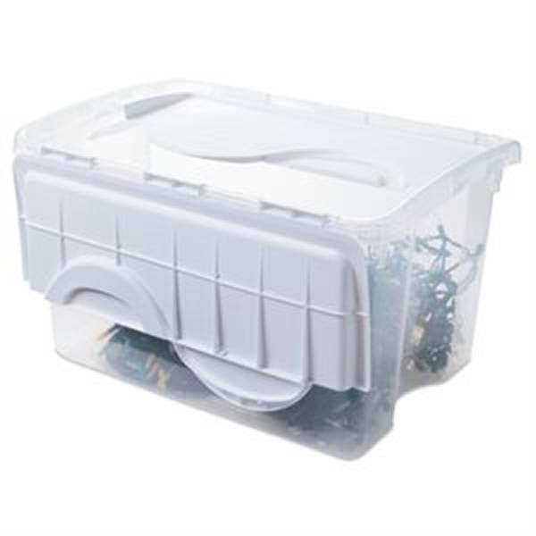 48 Quart Clear Hinged Lid Storage Box Tote (30 Pack) K337