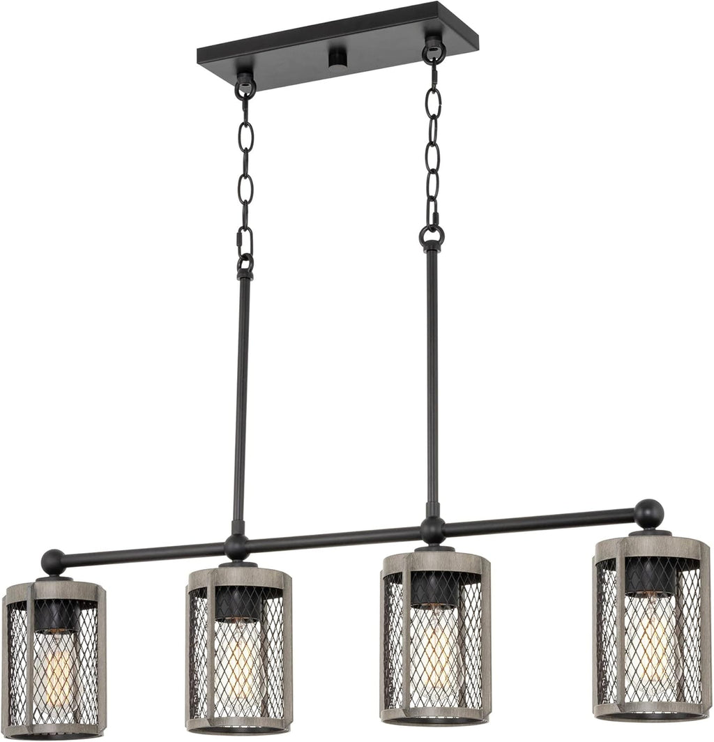 4-Light Modern Farmhouse Island Light with Metal Cage Shades R830