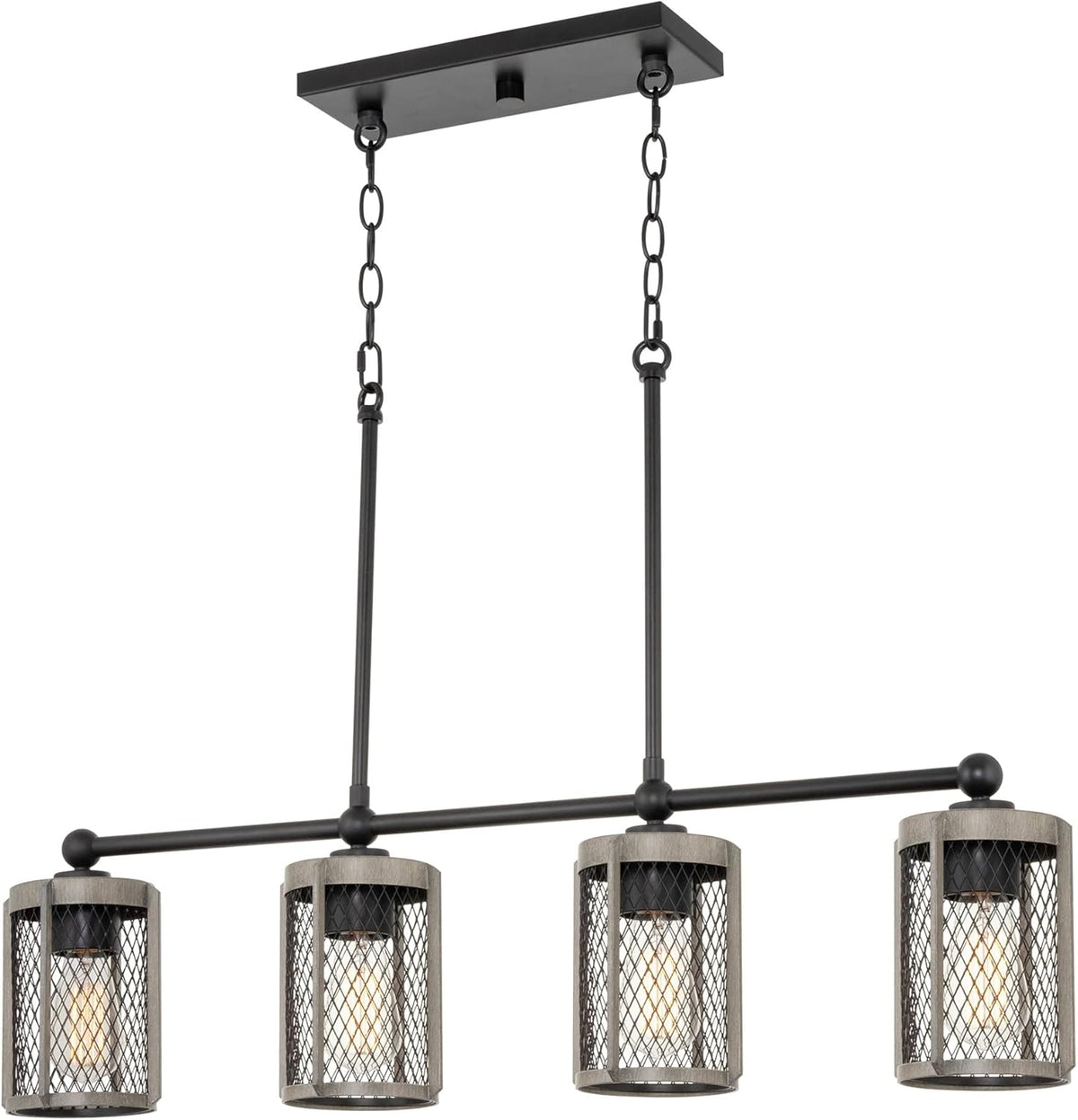 4-Light Modern Farmhouse Island Light with Metal Cage Shades R830