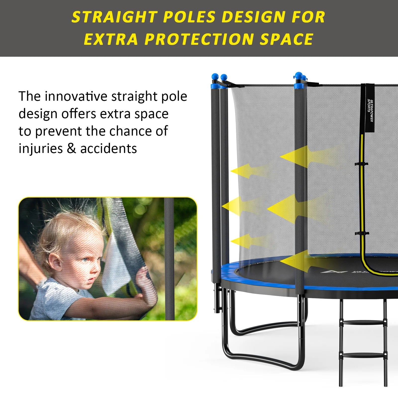 10FT 12FT 14FT 15FT Trampoline with Safety Enclosure Net and Ladder W549
