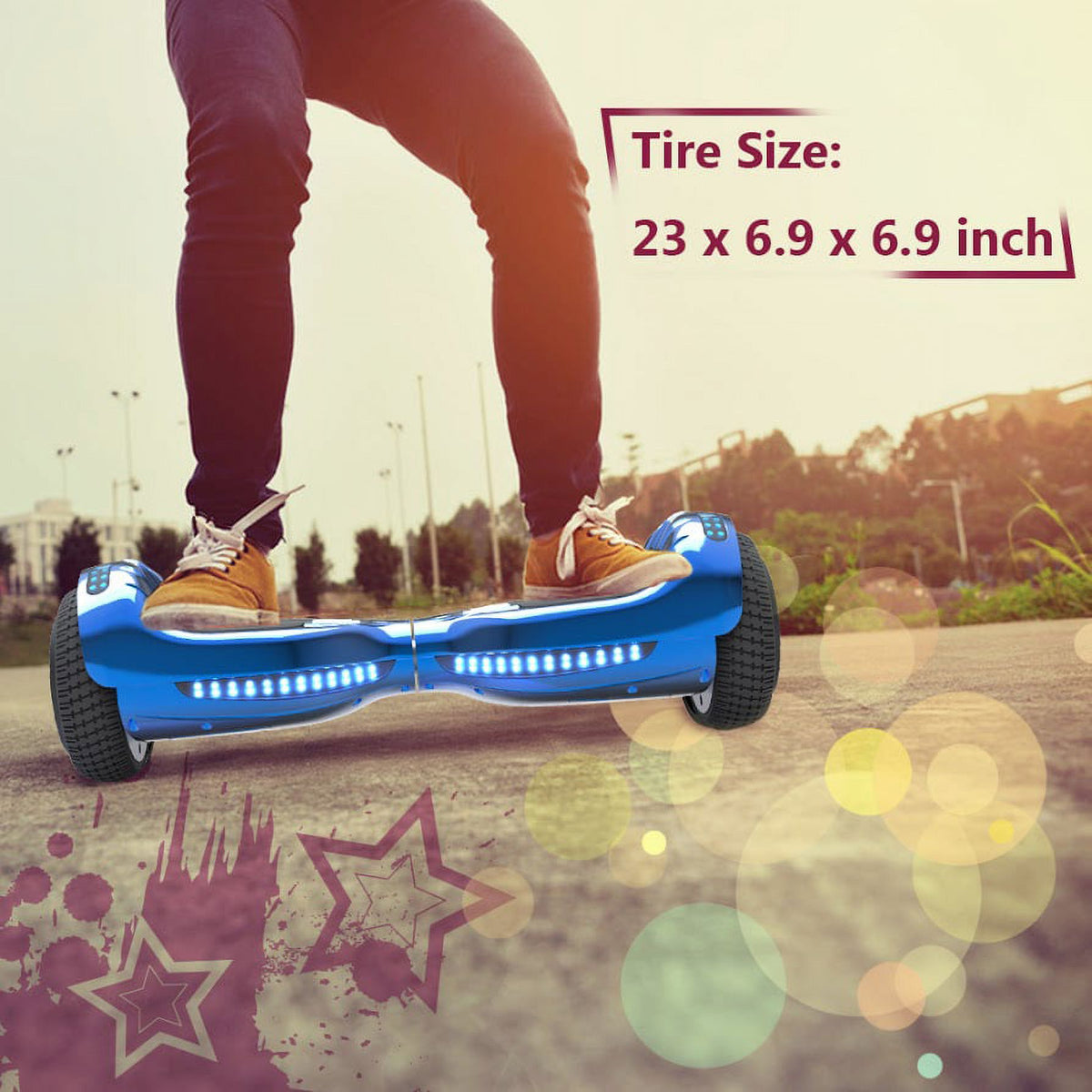 Chrome Blue Self Balancing Electric Scooter with Bluetooth Speaker K3932