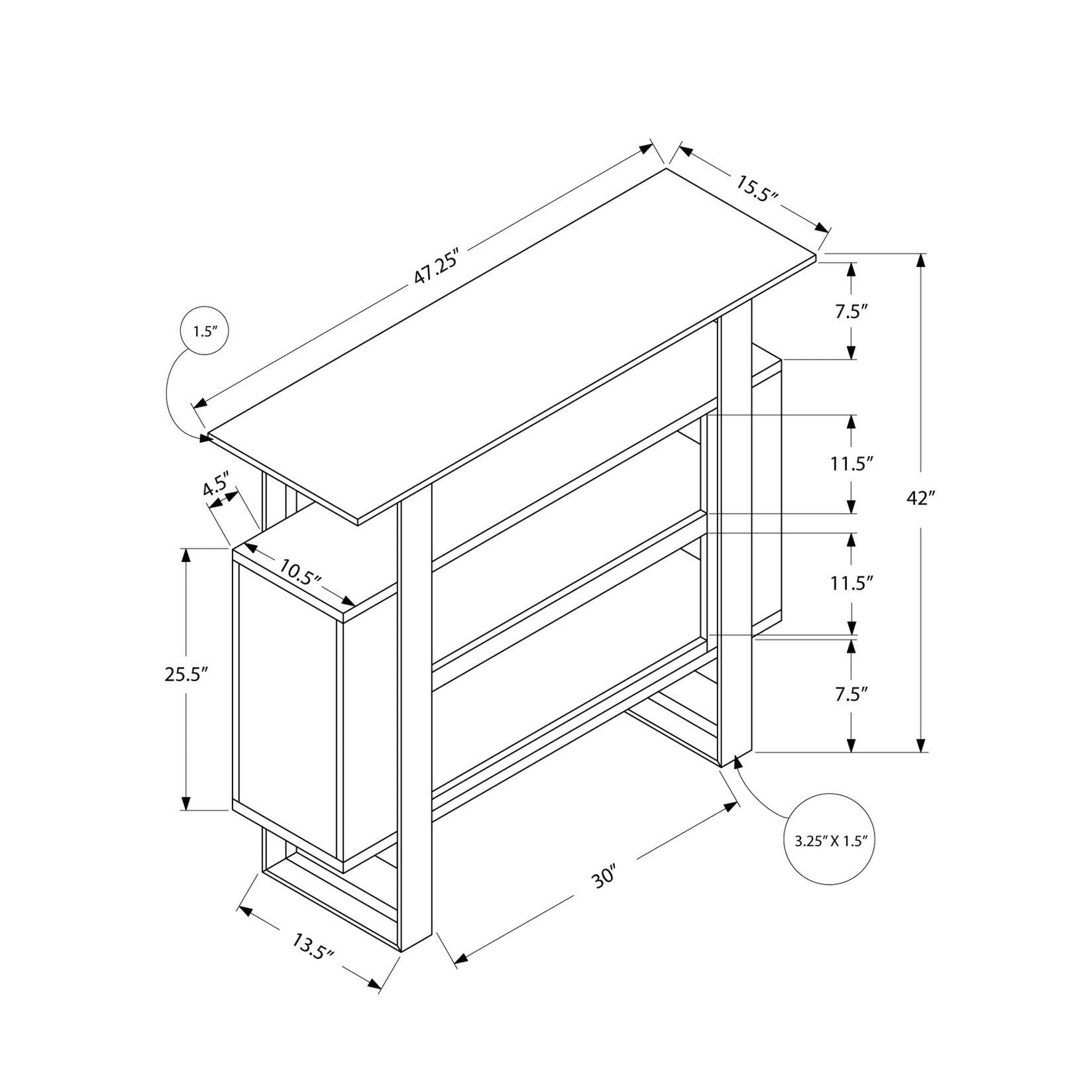 Brown MDF Glass Storage Home Bar with Bottle K25042