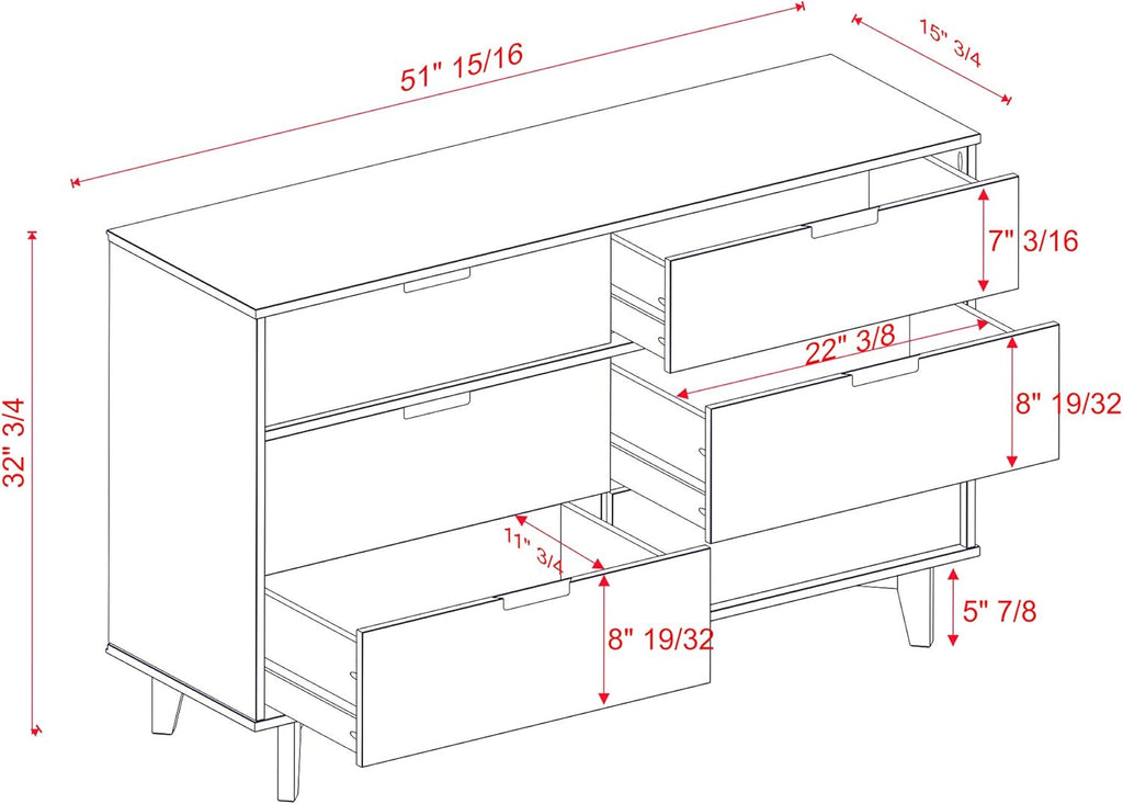 6 Drawer Wood Dresser G410