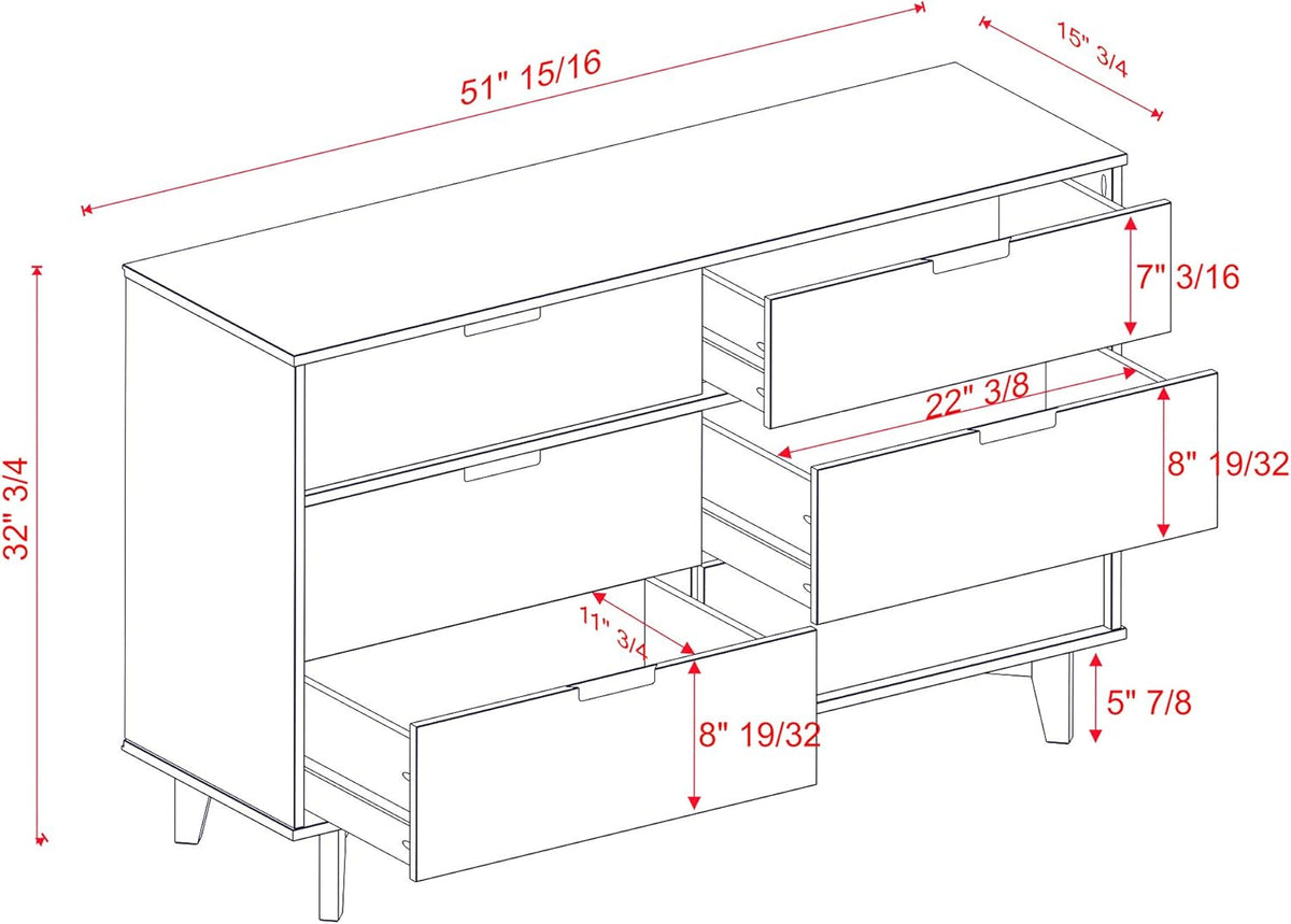 6 Drawer Wood Dresser G410