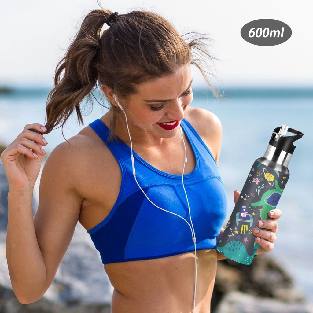 Stainless Steel Insulated Thermos Vacuum Flask Water Bottle with Straw Lid F195683