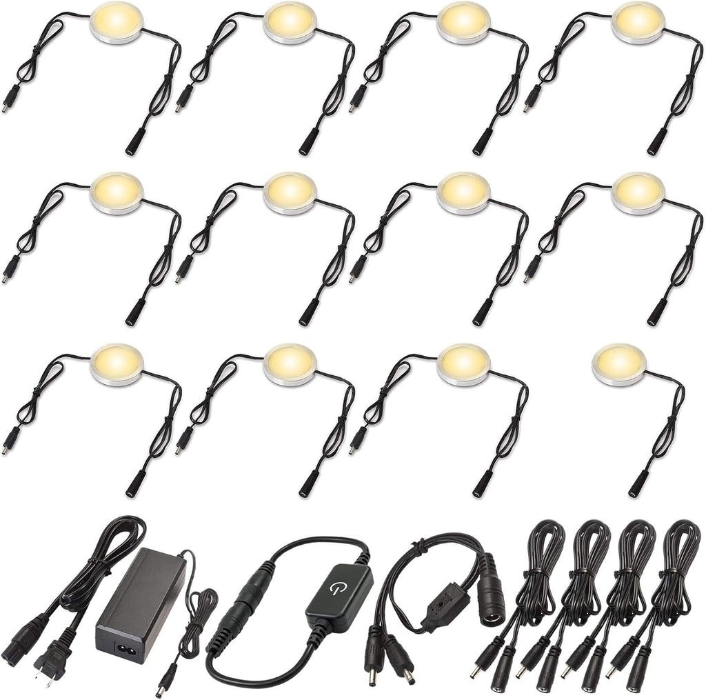 Under Cabinet LED Lighting Kit, Touch Dimmable, 12 Lights, Warm White B7171