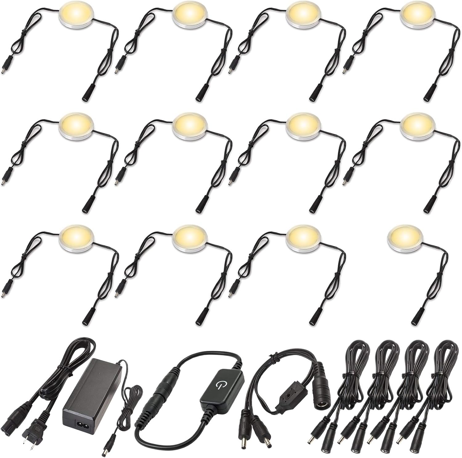 Under Cabinet LED Lighting Kit, Touch Dimmable, 12 Lights, Warm White B7171
