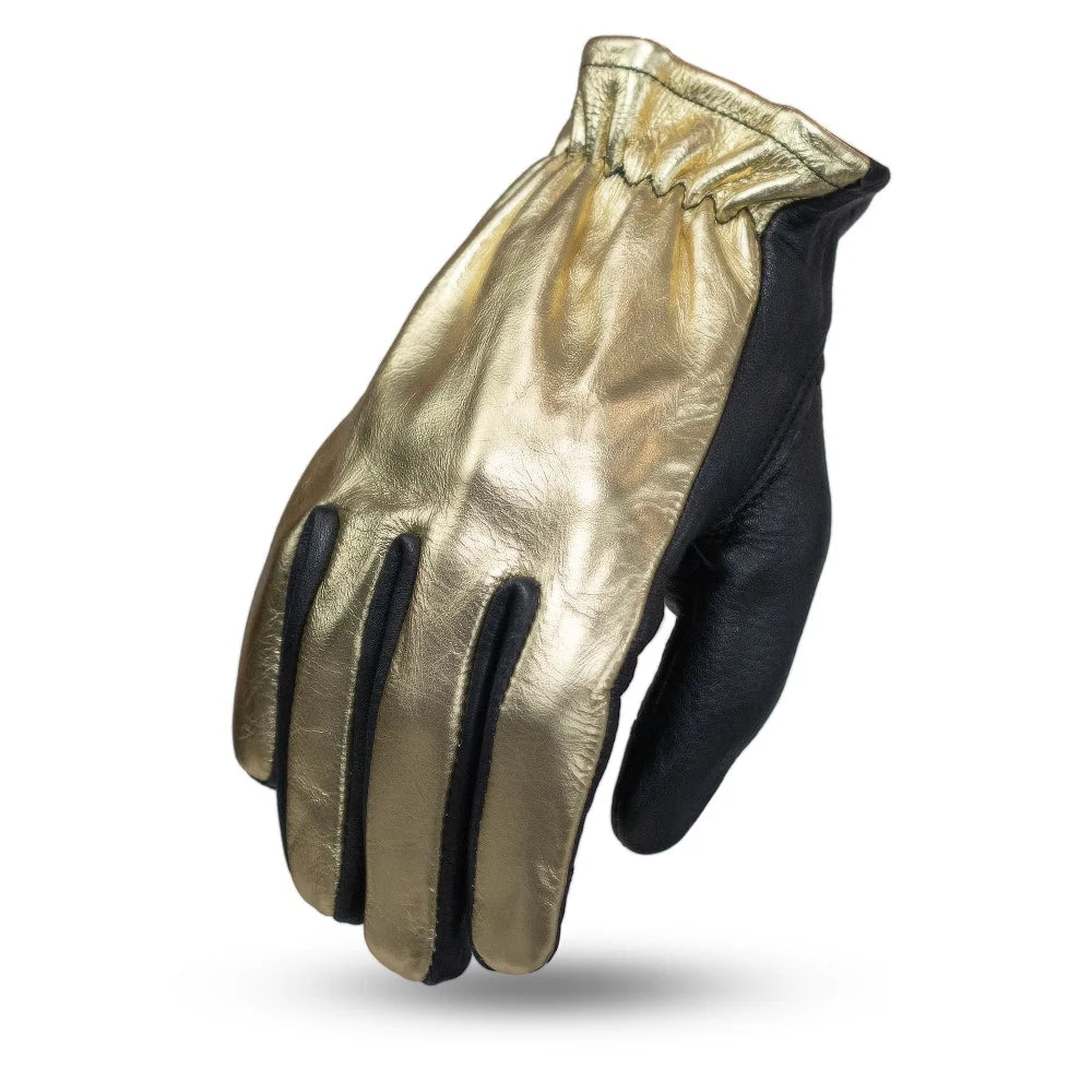 Black Leather Motorcycle Gloves V298