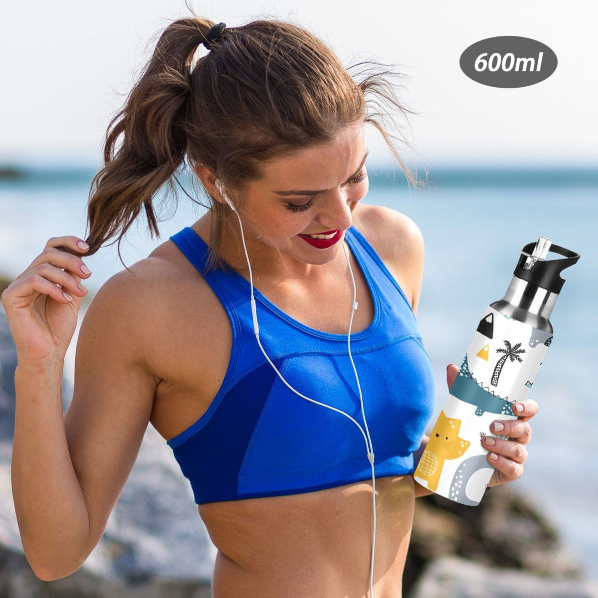 Stainless Steel Water Bottle with Straw Lid Vacuum Insulated 20 OZ Y499