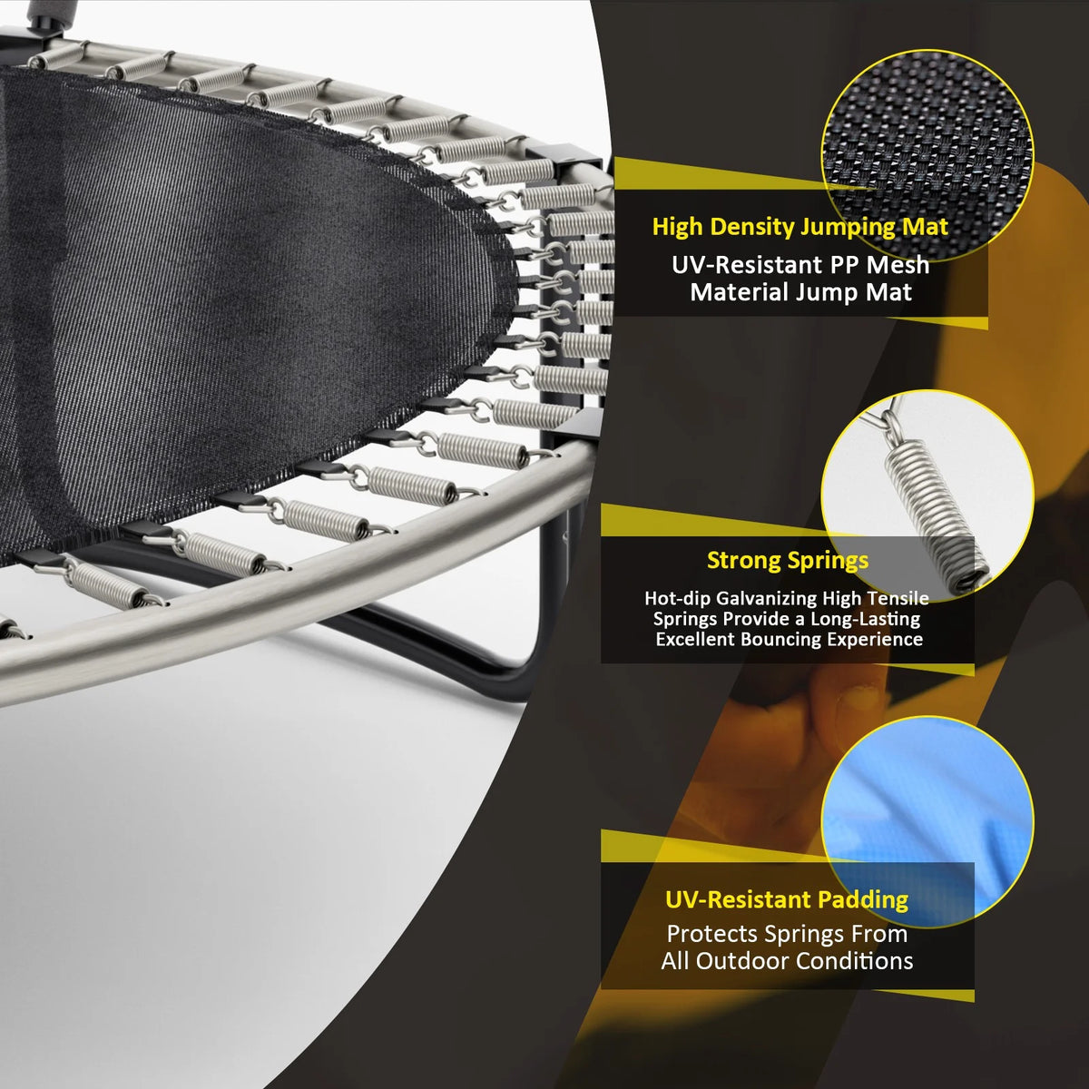 10FT 12FT 14FT 15FT Trampoline with Safety Enclosure Net and Ladder W549