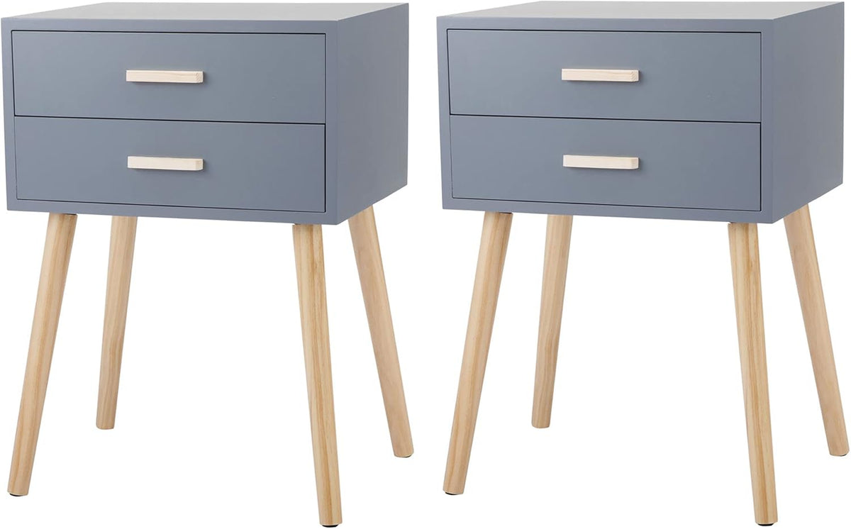 Set of 2 White Nightstand with 2 Drawers T43791